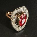 Ruby Vintage Art Deco Style  And Diamond Valentine Costume Ring Photo 5