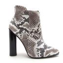 Qupid  Black and White Snakeskin Faux Leather Heeled Boots Photo 0