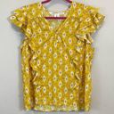 Veronica Beard  Joi Top in Sun Multi Flutter Sleeves Floral Print Blouse Size 12 Photo 3