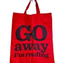 Pacific&Co Literary Gift  Tote Bag "Go Away I'm Reading" Red New w/ Tags Book Lovers Photo 0