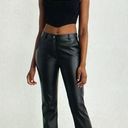 Dynamite  Helena Demi Boot Faux Leather Jet Black Flare Pant Size 6 New w/ Tags Photo 0