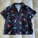 American Vintage Cute Dinosaur Button Down Tee Shirt Photo 0