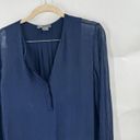 Vince  Dress Women Small Navy 100% Silk Long Sleeve Short V Neck Minimalist Photo 8