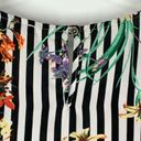 Sweet Rain  Women's Floral Striped Keyhole Back Pleated Blouse Multicolor Small Photo 4