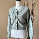 The Moon  & MADISON | Sage Green 3D Polka Dot Knit Cropped Cardigan Sweater Sz M Photo 5