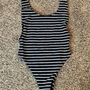 Aerie  black and white striped high cut one piece swimsuit Photo 0