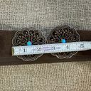 Vintage Brown Suede Leather Belt With Brass & Turquoise Buckle S Photo 4