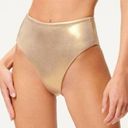 Good American NWT  Sz 1 S High Waist Gold Mink Metallic Bikini Bottom Reversible Photo 0