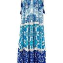 Rococo  Sand Oriental Labyrinth Printed Sleeveless Tassel Lace Tiered Maxi Dress Photo 3