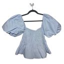 ASTR  Women's Light Blue Savina Square Neck Puff Sleeve Smocked Blouse Size Small Photo 1