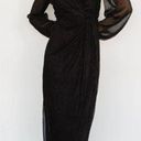 Baltic Born  Devlyn Pleated Midi Dress Black Shimmer V Neck Women’s Size L New Photo 0