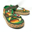 Farm Rio  Sandals Women's Size 11 Green Toucans Flatform Raffia Green Multicolor Photo 1