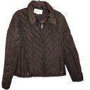 Nine West  Quilted Down Puffer Jacket Funnel Neck Brown Large Photo 0