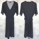 Stitch Fix NEW 41 Hawthorn Kaitlyn Surplice Faux Wrap Tie Waist Midi Dress Navy Geo Plus Photo 2