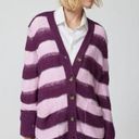 Urban Outfitters  Alston Stripe Cardigan Purple Pink  Women's Size Small Distress Photo 0