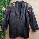 Vtg Suzelle Genuine Leather Embroidered Embossed Oversized Coat Jacket Size M Size M Photo 10