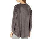 Natori VNeck Velour Pullover Long Sleeve Sweatshirt in Stone Gray Size M Photo 1