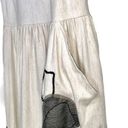 Natori Josie  Linen White Floral Embroidered Applique Linen Blend Midi Dress Photo 2