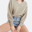 Madewell  Sage green cropped cotton hemp pull over v neck sweater Photo 0