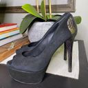 Brian Atwood B  Blayne Black Suede Peep Toe Platform Pumps Women's Size 7 Photo 1