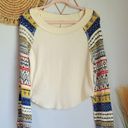 Free People , New Fairground Ivory Thermal Knit Sweater Sleeve Top Size Medium Photo 13