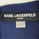 Karl Lagerfeld Paris Navy 3/4 Ruffle Tulip Sleeve Crepe Sheath Dress Women’s 4 Photo 8