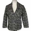 Tracy Reese  animal print coat short button up black white zebra oversized collar Photo 0