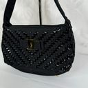 Salvatore Ferragamo  Black Woven Patent Shoulder Bag Photo 2