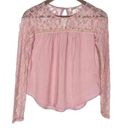 Arizona Jeans Pink Long Sleeve Lace Flowy Blouse Photo 0