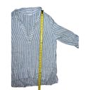 J.Jill  Love Linen Tunic Womens M Blue White Striped Tiered Button Up Lagenlook Photo 7