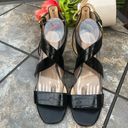 Tommy Hilfiger  Sadah Black Gold Leather Strappy Block Heel Sandal 9.5 Photo 2