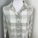 Lou & grey  Dove Gray Buffalo Check Button Down Boyfriend Shirt Medium Photo 2