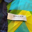 Oscar de la Renta  Vintage Scarf Geometric Abstract Square Blue Green Designer Photo 3