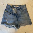 Levi's LEVI’S Ribcage Denim Shorts High Rise Button Fly Distressed Raw Hem Size 24 Photo 4