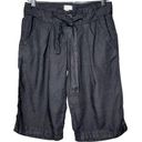 Bermuda Transit Women’s Size 2 Dark Navy Blue Linen Belted  Shorts Photo 0