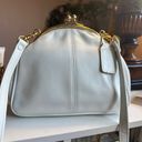 Jacqueline Ferrar Vintage White Shimmer Leather  Clasp Purse Gold Hardware Photo 2