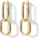 14K Gold Convertible Link Huggie Earrings for Women | Paperclip Link Earrings Photo 2