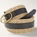 White House | Black Market  Belt  3" Black Patent Leather & Beige Woven Straw 2XL Photo 0