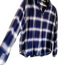 Vince  Soft Relaxed Brushed Plaid Button Down Long Sleeve Top Blue White Small Photo 4