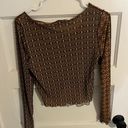 Sheer Printed Brown Top Size M Photo 4