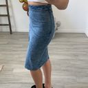 The Comfy Denim acid washed split pencil blue jean skirt, stretchy and / Size S Photo 5