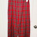 Aura Red Dress Boutique  Coming Together Red Multi Plaid Wide Leg Pants L NWT Photo 2