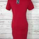 Karen Scott  Sport X-Small Dress Red Stretch Cap Sleeve Button Accent Scoop Neck Photo 5