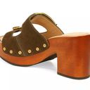 Veronica Beard  Halifax Suede Leather Buckle Clogs Size 9.5 Olive Green Photo 2