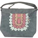 Kensie   Shoulder Purse Hand Bag Gray Pink Vinyl Zipper Closure Travel Photo 0