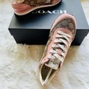 Coach NIB  C142 Sig Jacq Runner Sneaker Size 6/36 Khaki/Petal LDL Pink/Rosegold Photo 4