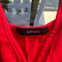 Soprano Surplice Sleeveless Casual Mini Summer Sun Dress in Red - Size Medium Photo 3