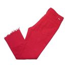 ma*rs NWT Mother Hustler Ankle Fray in  Red High Rise Bootcut Crop Jeans 30 Photo 5