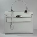 Vera Pelle Genuine Leather Handle Bag with a Strap Lock and Key | Made in Italy | Orange | White | Silver Accents Photo 0