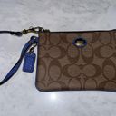 Coach Leather Tan Wristlet w/ Blue Strap Photo 0